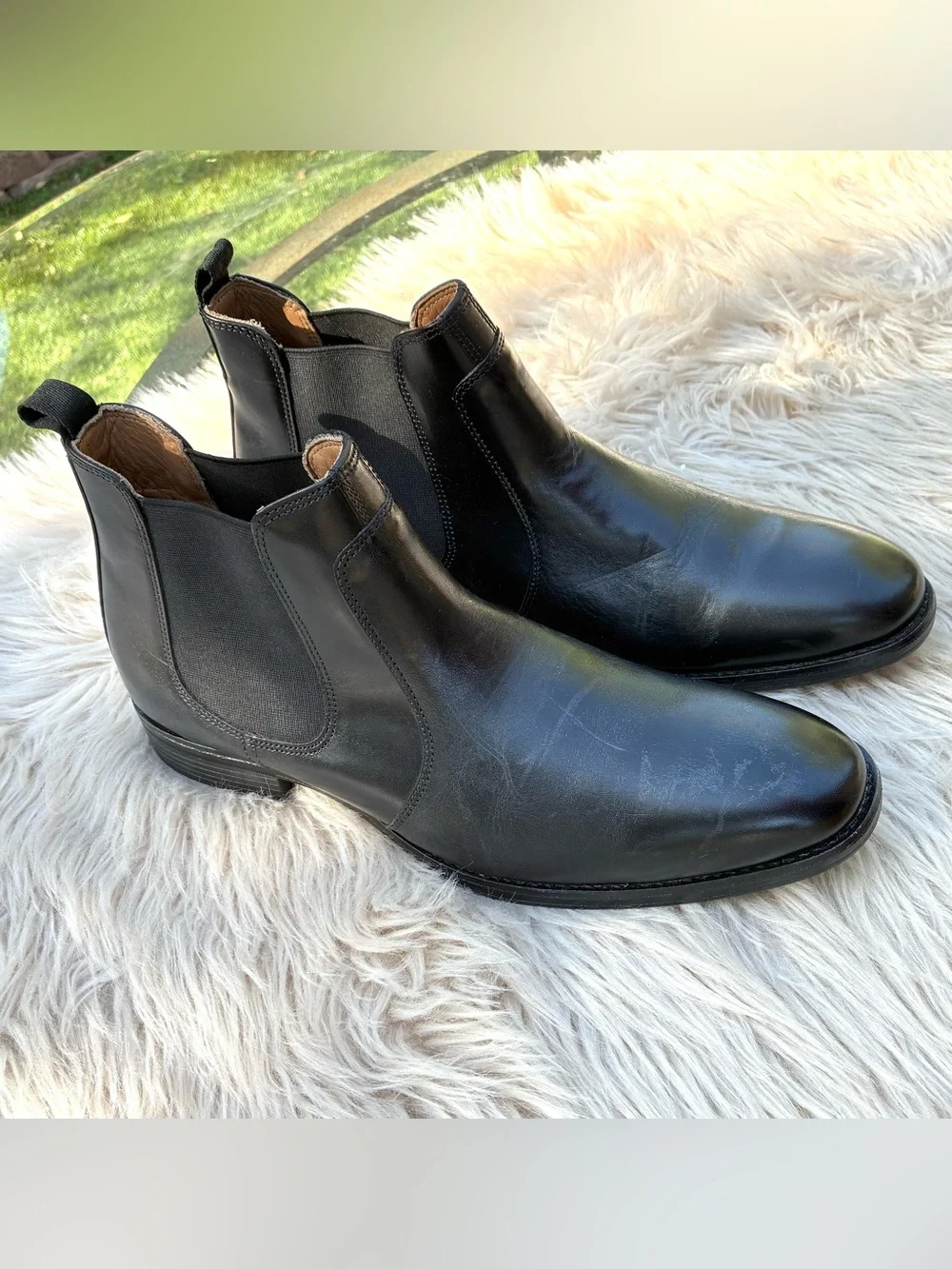 Johnston & Murphy Mens Lewis Black Leather Chelsea Boots Sz 13